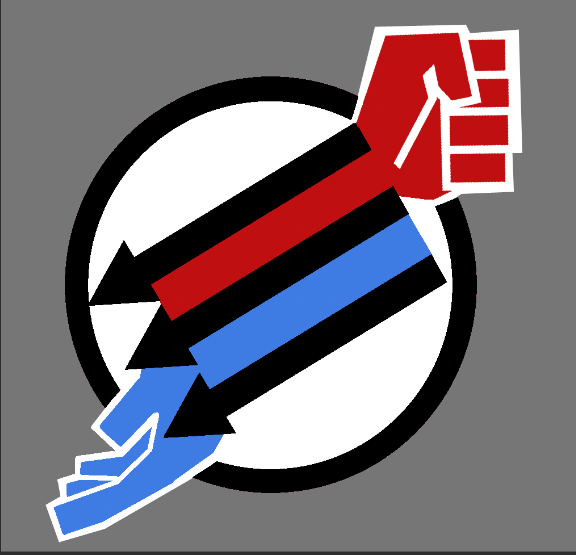 Raised fist, open hand logo